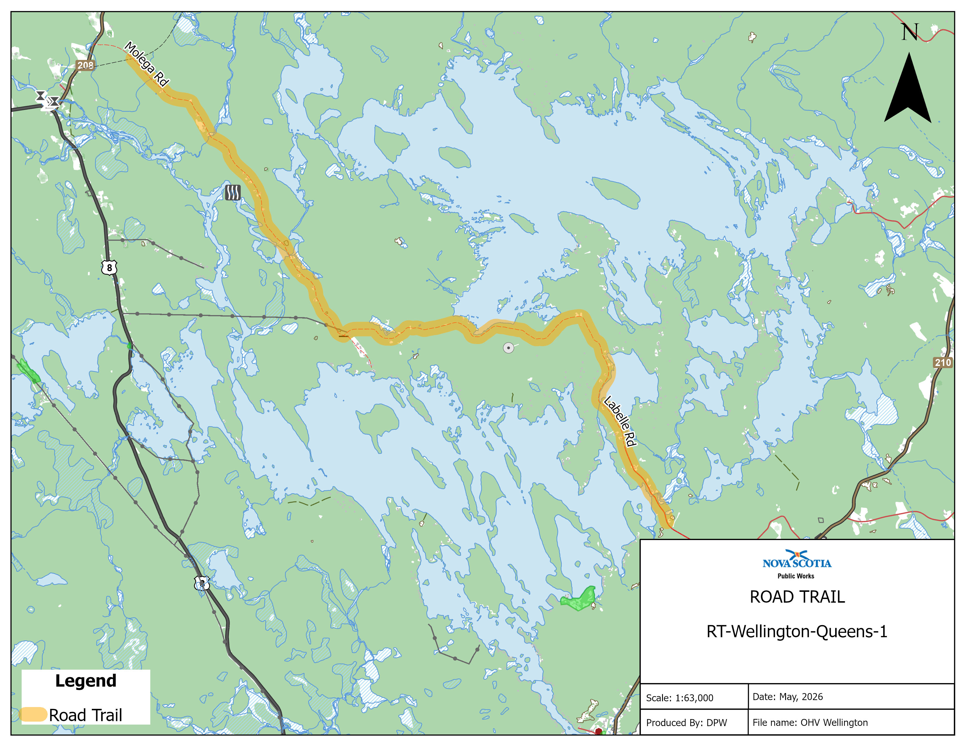 Graphic showing map of a road trail in Wellington