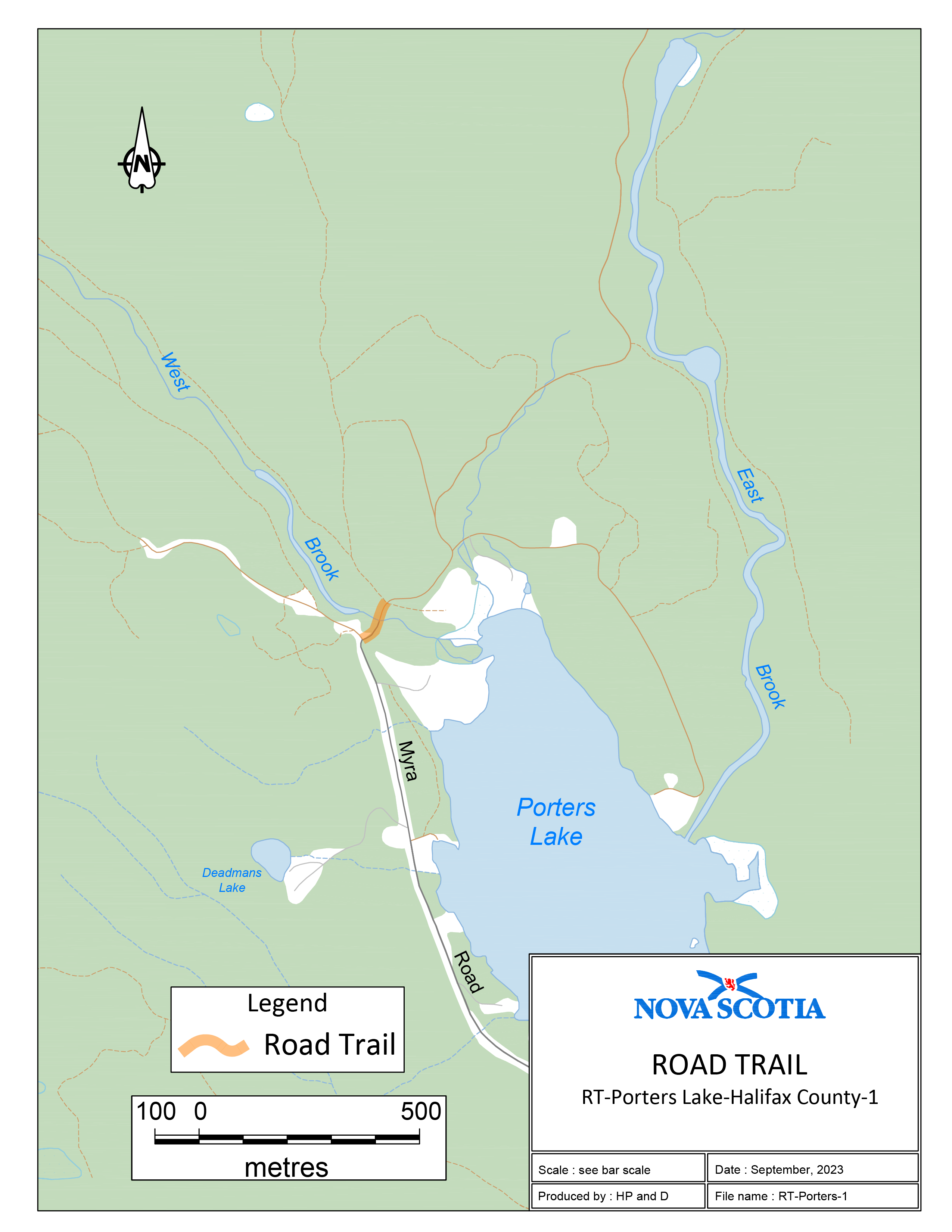 Graphic showing map of Porters Lake Area Road Trail