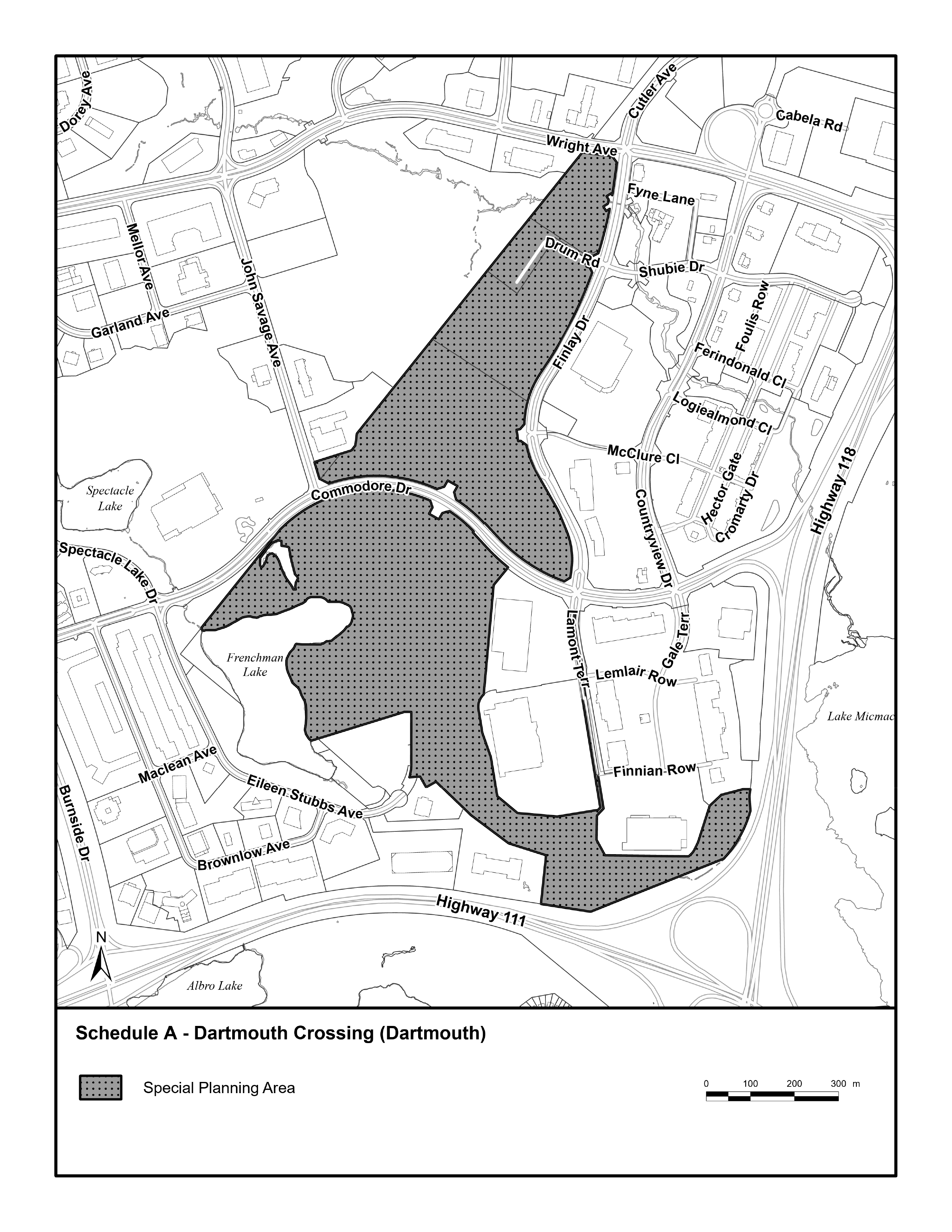 Graphic showing map of Dartmouth Crossing Special Planning Area