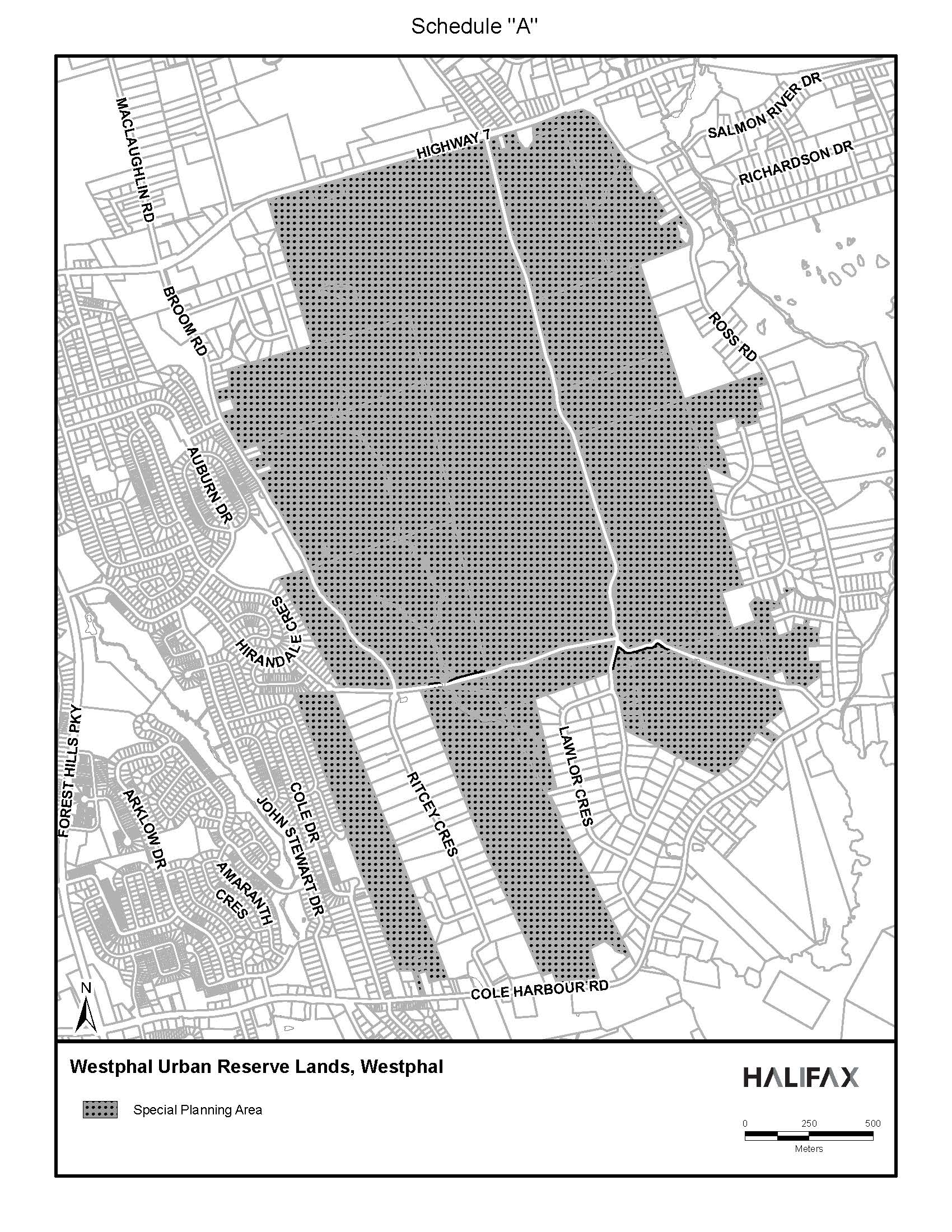 Graphic showing map of Westphal Urban Reserve Lands Special Planning Area