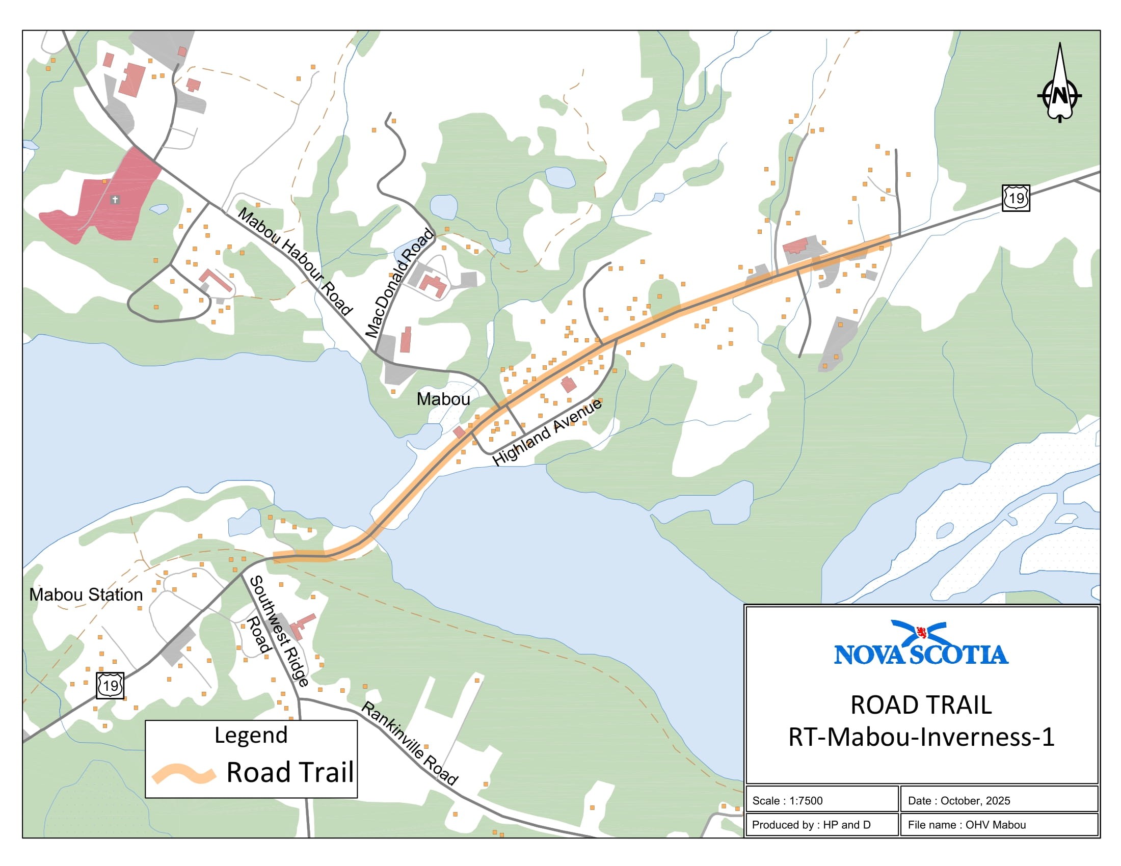 Graphic showing map of Mabou, Inverness County
