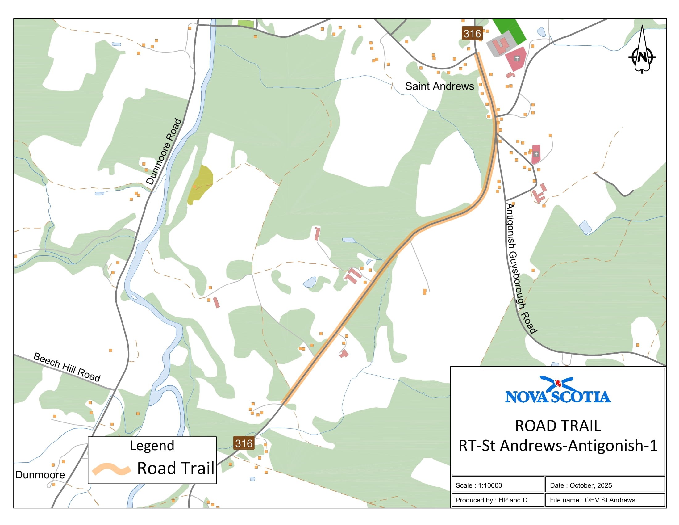 Graphic showing map of St. Andrew's, Antigonish County