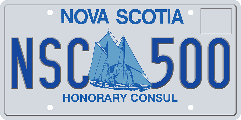 Depiction of Honorary Consul number plate for Nova Scotia