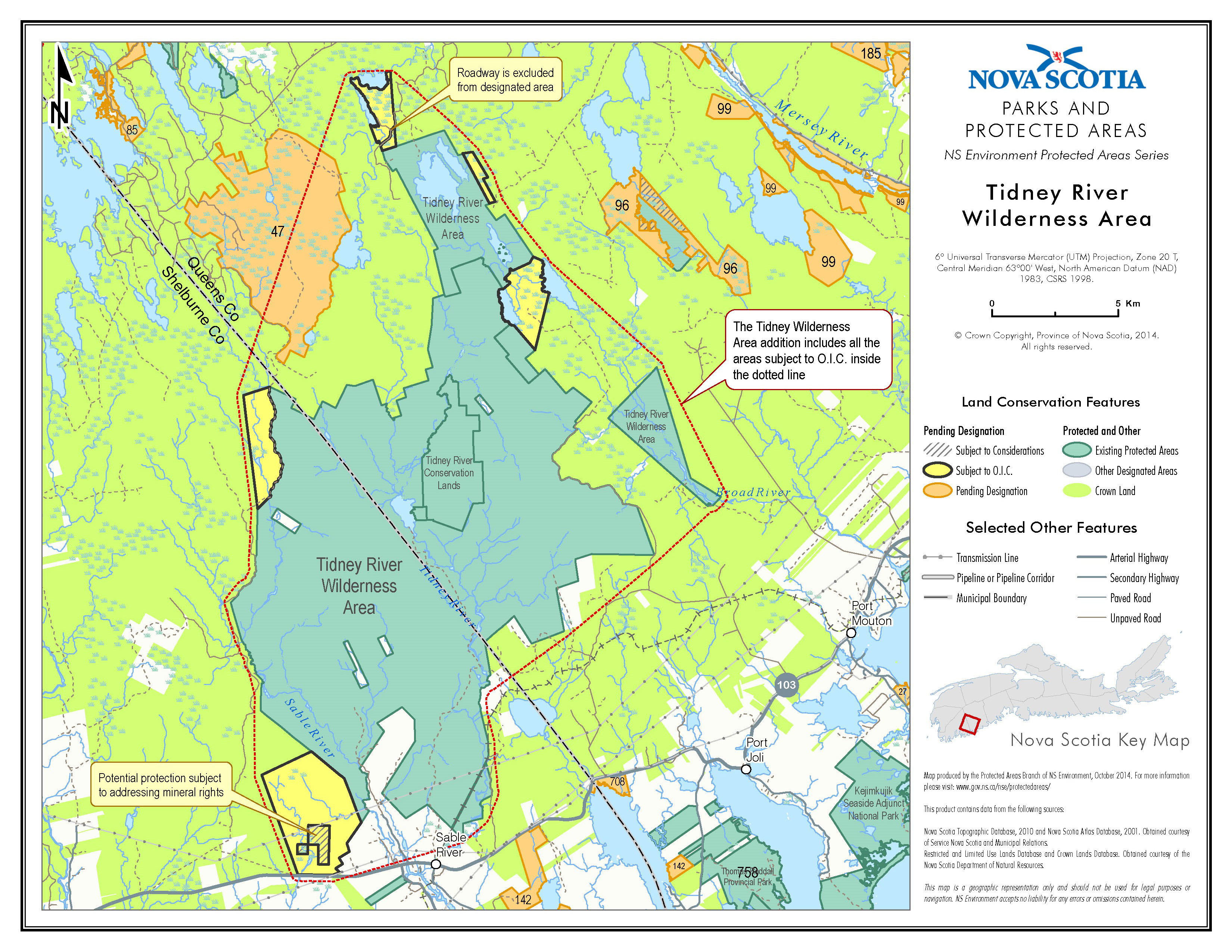 Map showing approximate boundaries of addition to Tidney River Wilderness Area