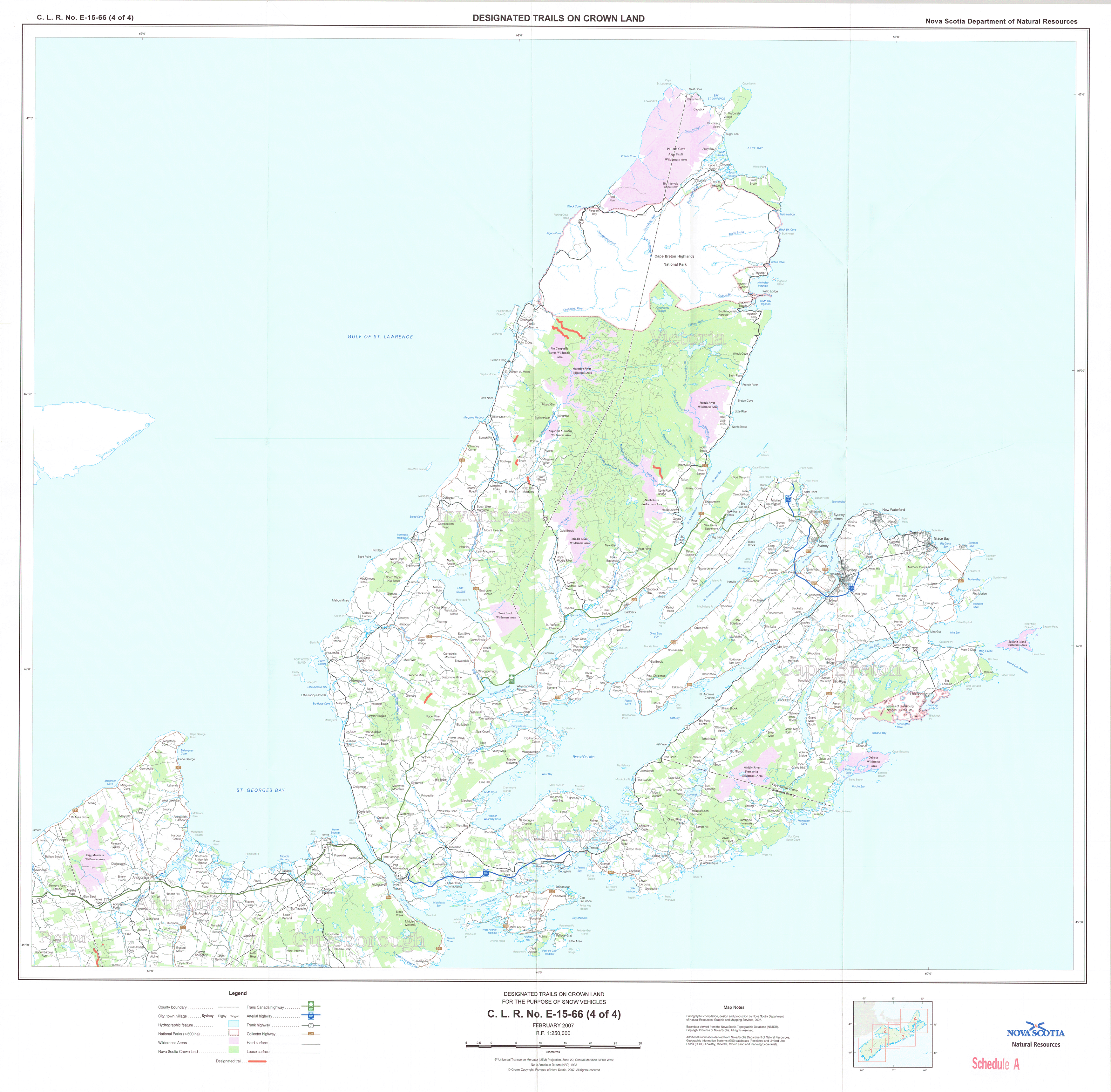 Graphic showing map of designated trails on Crown land for the purpose of snow vehicles