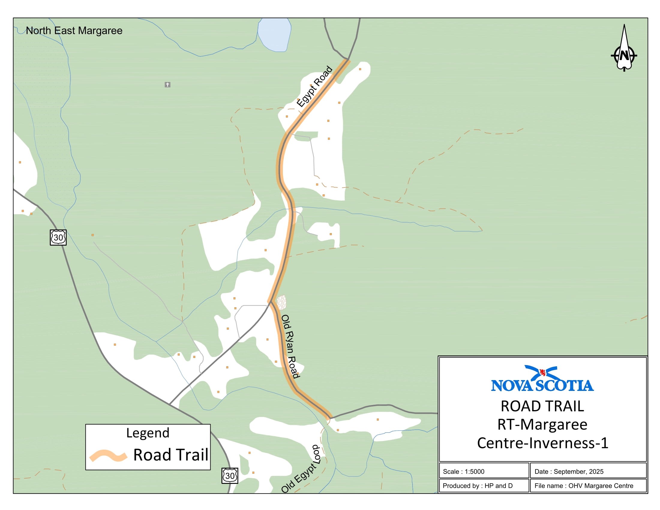 Graphic showing map of Margaree Centre, Inverness County