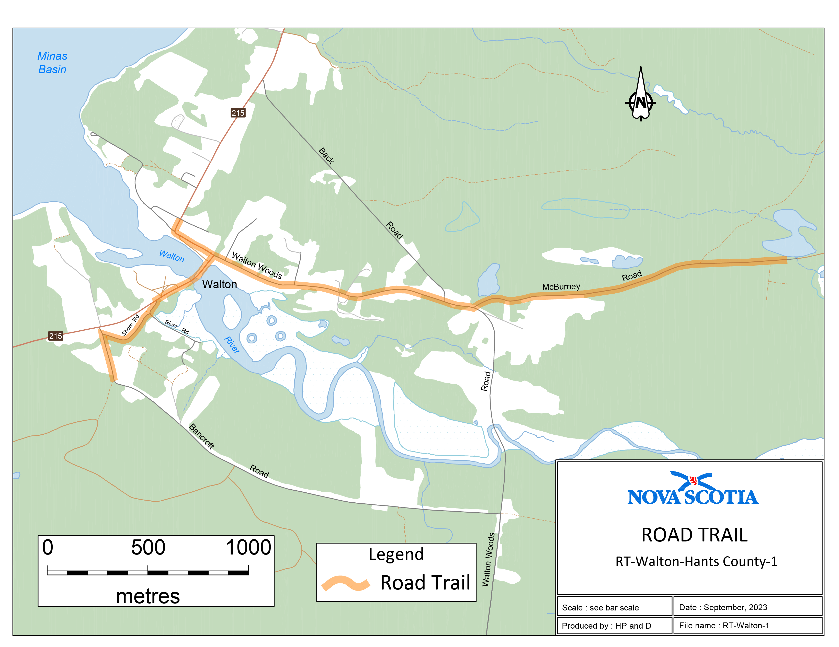 Graphic showing map of Walton Area Road Trail
