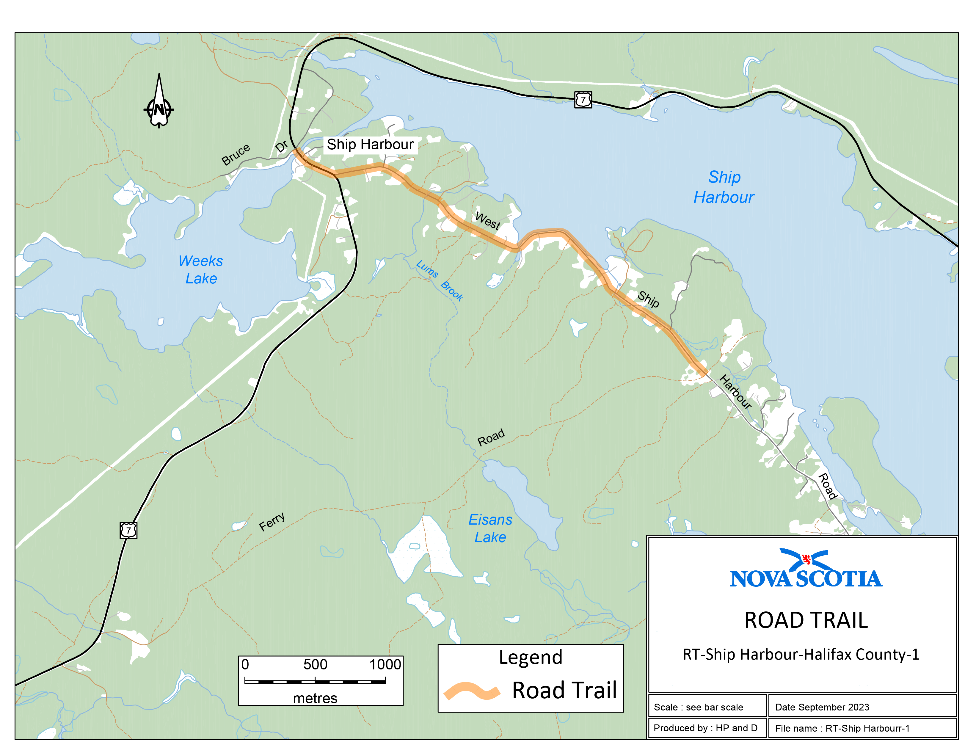 Graphic showing map of Ship Harbour Area Road Trail