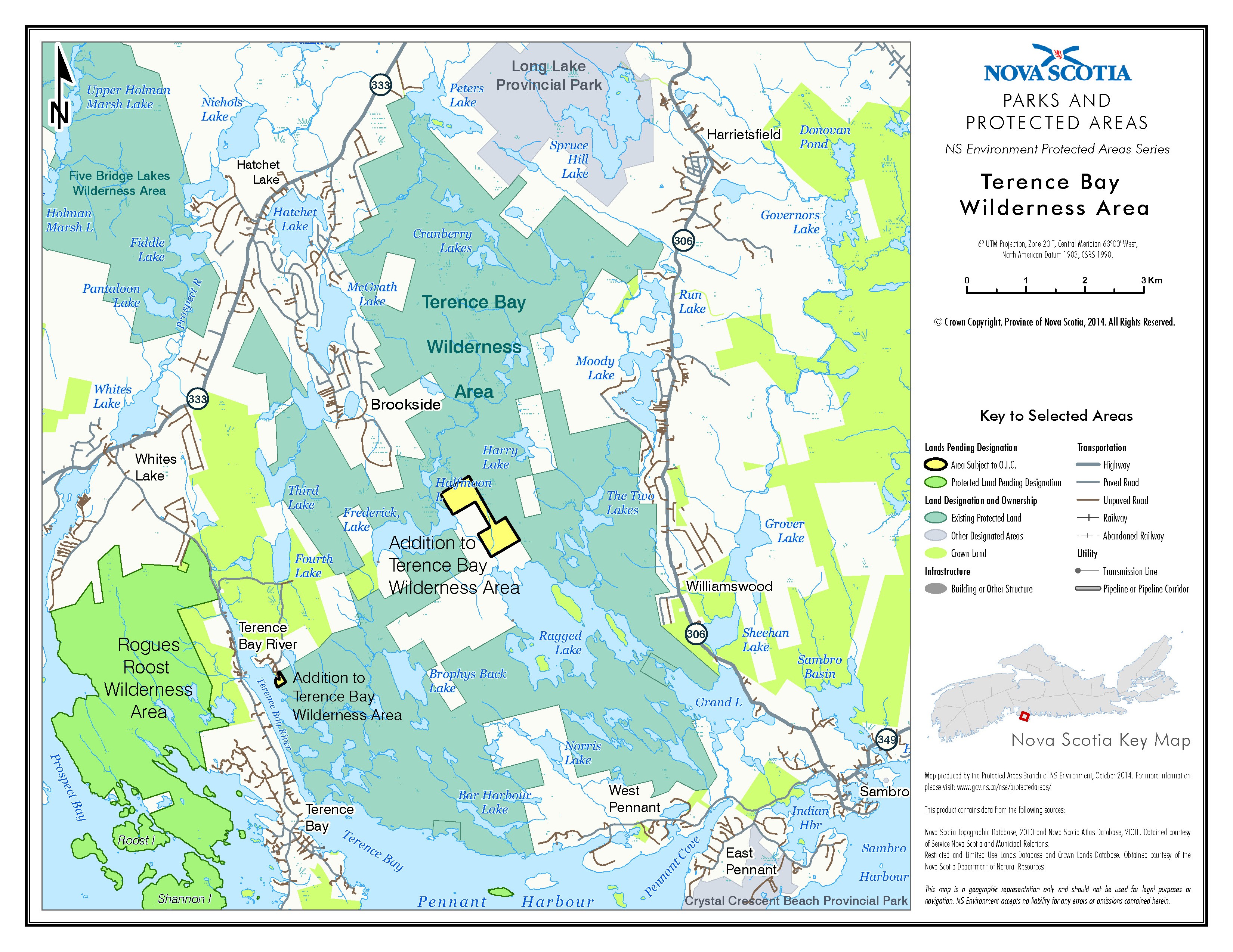 Graphic showing map of Boundaries of Addition to Terence Bay Wilderness Area