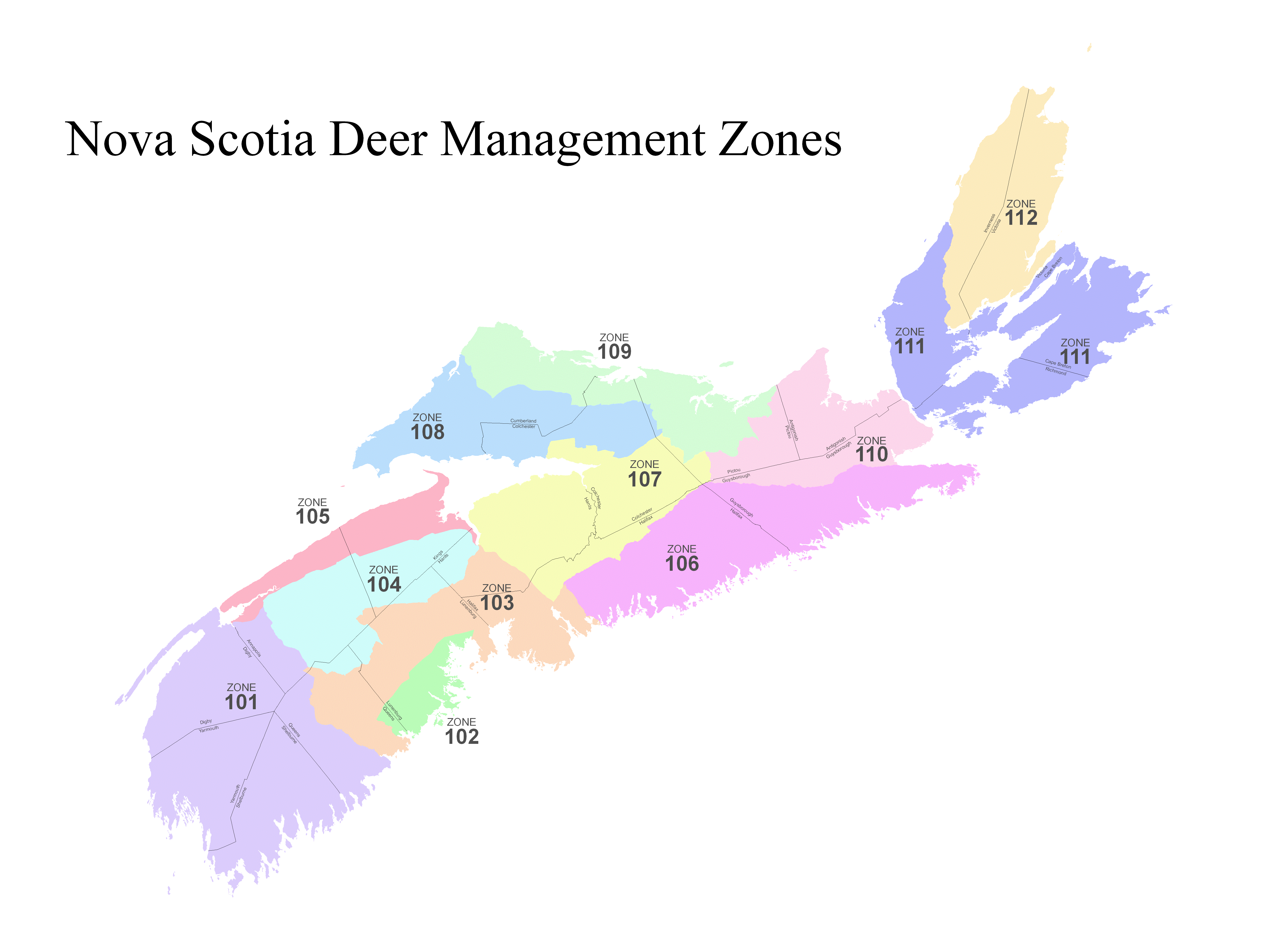 Map of Approximate Boundaries of Deer Management Zones