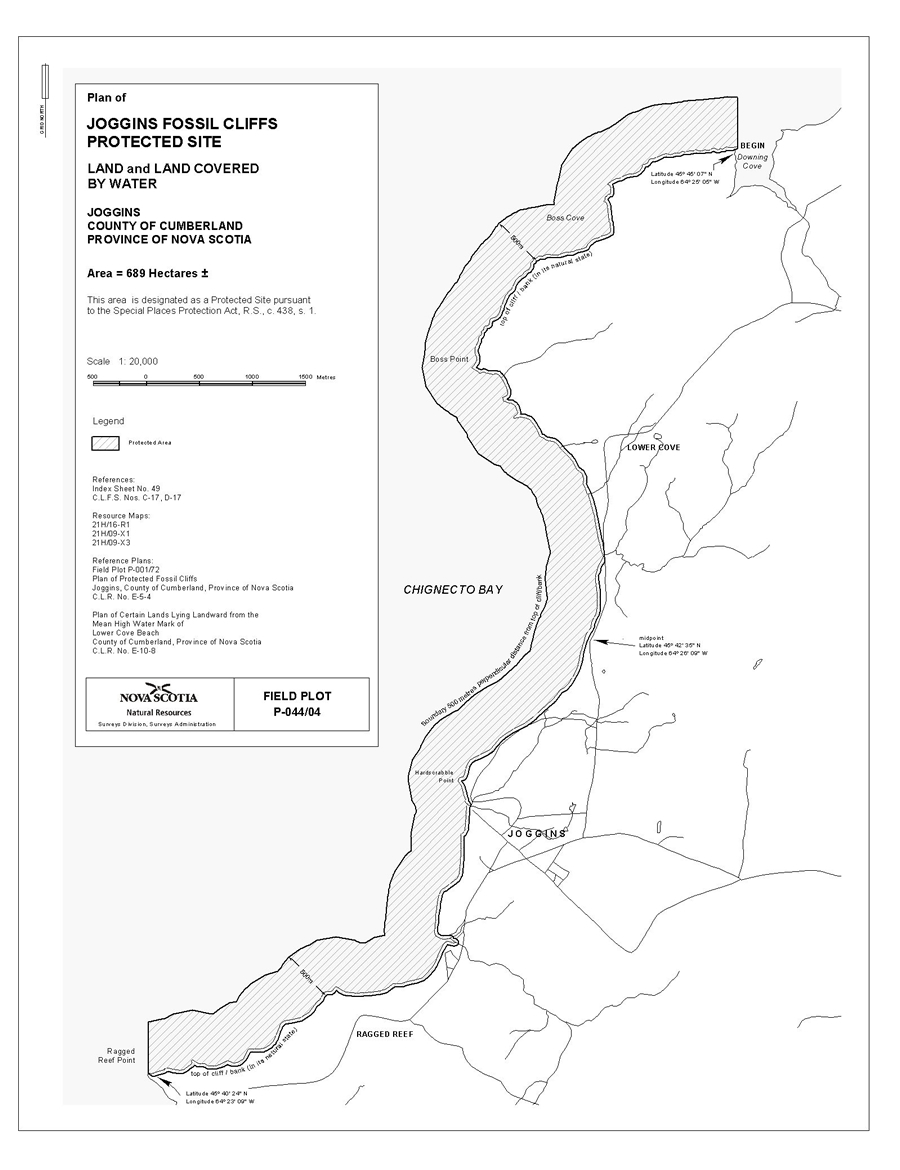 Plan of Joggins Fossil Cliffs protected site