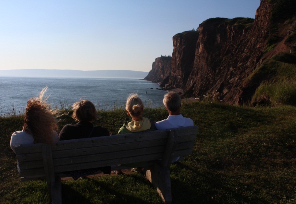 Visitors from Ontario and British Columbia savour the dramatic seascape at Cape D'Or, Cumberland County