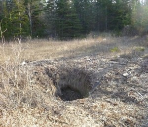 Two metre wide sinkhole near Cheverie, Nova Scotia