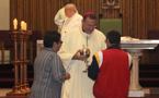 Mi’kmaq take part in a morning mass on Treaty Day.