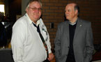 Walter Regan, president of the Sackville Rivers Association, chats with John Theakston.