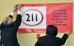 A 2-1-1 banner is posted on the wall at the Dartmouth Boys and Girls Club in Spryfield.