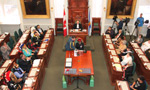 A view of Treaty Day ceremonies from the gallery in Province House.