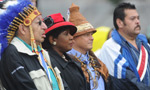 Grand Chief Ben Sylliboy; Lt.-Gov. Mayann Francis, and National Chief Shawn Atleo, Assembly of First Nations, watch Treaty Day ceremonies.