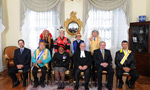 The official photo from Treaty Day. Seated from left: Ian Gray, Regional Director General -- Atlantic Region, Aboriginal Affairs and Northern Development Canada; Grand Chief Ben Sylliboy; Her Honour Mayann Francis, Lieutenant Governor of Nova Scotia; Gordie Gosse, Speaker of Nova Scotia; Premier Darrell Dexter; Grand Keptin Andrew Denny.Standing from left: Chief Gerard Julian, co-chair, Assembly of Mi’kmaq Chiefs; Chief Terrance Paul, co-chair, Assembly of Mi’kmaq Chiefs; National Chief Shawn Atleo, Assembly of First Nations; Regional Chief Morley Googoo, Assembly of First Nations.