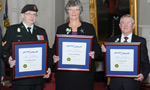 FROM LEFT: Nova Scotia Medal of Bravery recipients  Winston Matheson of Enfield, Nancy McBay of Gasperaux and Samuel Adams of Hilden, Colchester Co. hold their certificates.