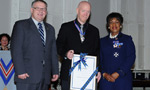 Order of Nova Scotia recipient Bruce MacKinnon (centre) with Premier Darrell Dexter and Lt.-Gov. Mayann Francis.