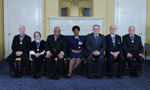 Official Order of Nova Scotia Photograph. Left to Right: Bruce MacKinnon, Budge Wilson, Wayne Adams, Lt-Gov. Mayann Francis, Premier Darrell Dexter, Sir Graham Day, Joseph Marshall.