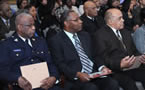 FROM LEFT: Keith Miller,  Joel Marsman ,  Everett Desmond and C.F. (Babe) Paris hold their plaques in the audience.
