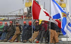 Shipbuilders gather at the Irving Shipyard.
