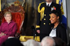 Reeny Smith sings I Believe in the new lieutenant-governor's honour.