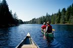 Canoers paddle up Fish River, Ship Harvour-Long Lake wilderness area, HRM.