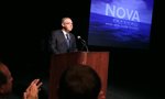 The crowd applauds as Premier Darrell Dexter talks at the announcement about a new convention centre for Nova Scotia.
