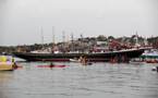 Bluenose II floats in the water during the official relaunch.