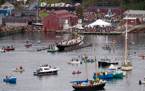 Bluenose II floats in the water during Saturday's relaunch in Lunenburg.