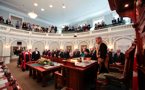 Members of the House of Assembly and guests of the Nova Scotia Legislature rise for the reading of the Speech from the Throne by Lt.-Gov. J.J. Grant.