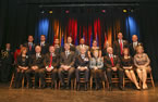 Back row, from left: Andrew Younger, Geoff MacLellan, Zack Churchill, Randy Delorey, Tony Ince, Joanne Bernard, Lena Diab, Labi Kousoulis, Mark Furey. Front row, from left: Diana Whalen, Keith Colwell, Michel Samson, Premier Stephen McNeil, Lt.-Gov. J.J. Grant, Joan Grant, Leo Glavine, Karen Casey, Kelly Regan.