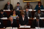 Finance and Treasury Board Minister Diana Whalen reads the budget address.