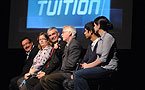 Mission Tuition Launch panel members Stuart Gourley, Senior Executive Director from the Nova Scotia Department of Labour and Workforce Development; Andrea Young, Medmira; Pat Ryan, NSBI; Gary Walker, Halifax West High School Principal; Tayte Willows and Nabhan Chowdury, Co-Student Council Presidents of Halifax West High School