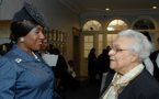 Lt.-Gov. Mayann Francis (left) speaks with Wanda Robson, sister of Viola Desmond after the ceremony.