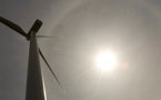 The sun shines above a wind turbine on Dalhousie Mountain in Pictou County.