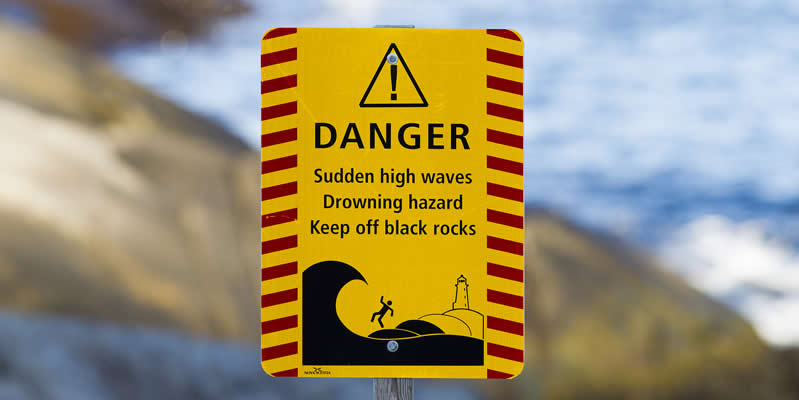 Signe de danger à Peggys Cove